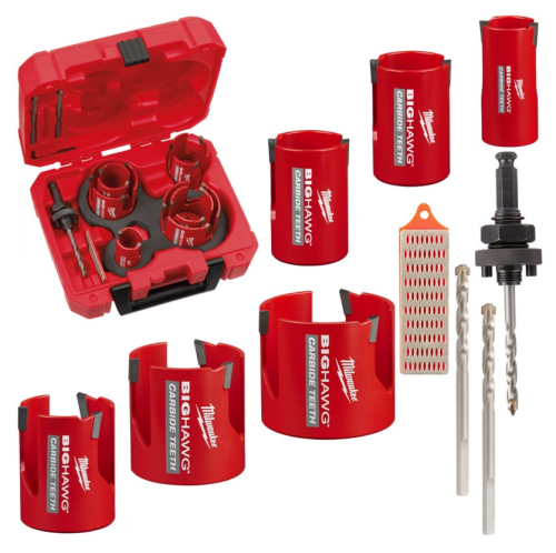 Milwaukee BIG HAWG Multi Material - Zestaw otwornic z węglikiem wolframu - 10 elementów 4932464939