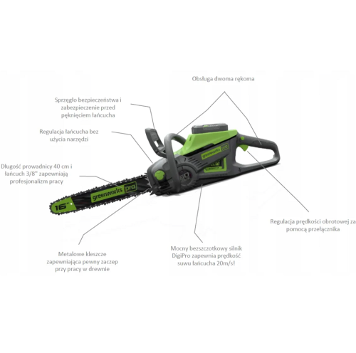 GreenWorks GD60CS40 - Akumulatorowa piła łańcuchowa 60 V