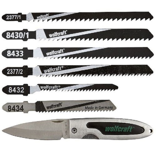 Wolfcraft WF2377000 - Zestaw 11 brzeszczotów - uchwyt T + nóż składany