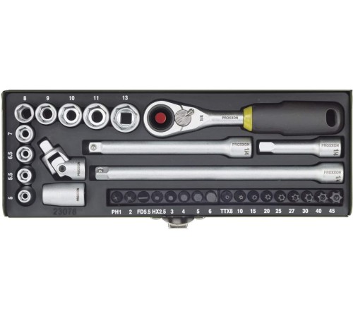 Proxxon PR23078 - Zestaw kluczy nasadowych 1/4'' - 32 elementy