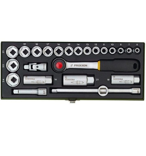 Proxxon PR23110 - Zestaw nasadek z grzechotką 3/8''- 24 elementy