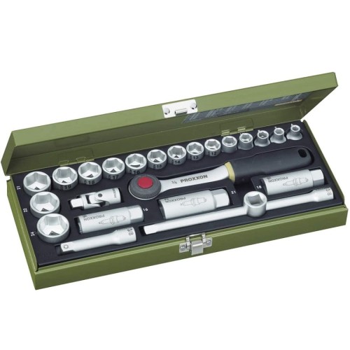 Proxxon PR23110 - Zestaw nasadek z grzechotką 3/8''- 24 elementy