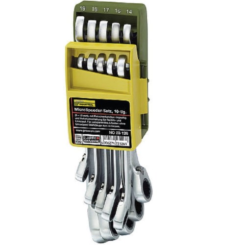 Proxxon PR23126 - Zestaw kluczy MicroSpeeder z przełącznikiem w składanym uchwycie - 10 elementów 8 - 19 MM