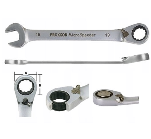 Proxxon PR23126 - Zestaw kluczy MicroSpeeder z przełącznikiem w składanym uchwycie - 10 elementów 8 - 19 MM
