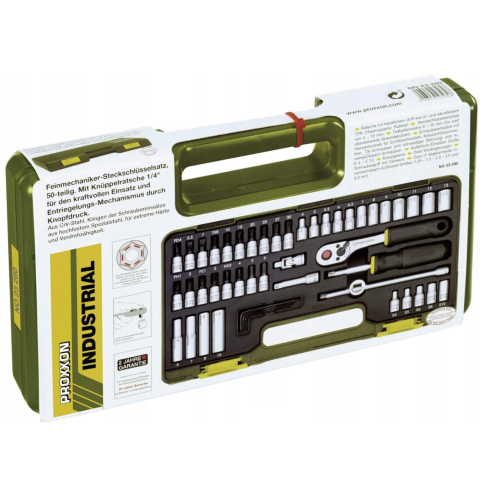 Proxxon PR23280 - Zestaw mechaniki precyzyjnej z grzechotką 1/4'' - 50 elementów