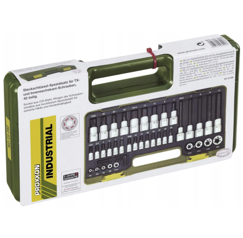 Proxxon PR23290 - Zestaw specjalny do śrub imbusowych i gwiazdkowych 1/2'' i 1/4'' - 42 elementy