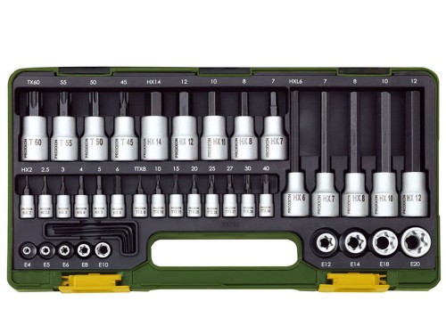 Proxxon PR23290 - Zestaw specjalny do śrub imbusowych i gwiazdkowych 1/2'' i 1/4'' - 42 elementy