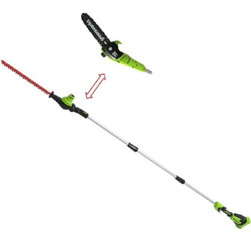 Greenworks GD40PSH - Akumulatorowe Nożyce do żywopłotu + Pilarka na wysięgniku 40 V