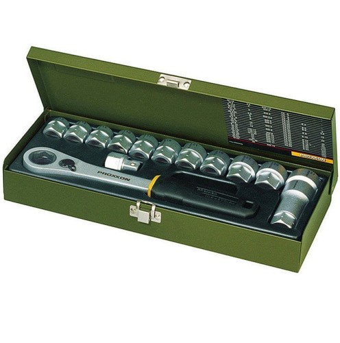 Proxxon PR23604 - Zestaw nasadek 1/2'' z grzechotką przelotową - 14 elementów