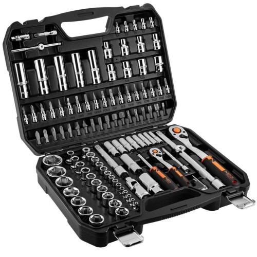 Neo Tools 10-066 - Zestaw kluczy nasadowych CRV 1/2'' i 1/4'' - 110 elementów