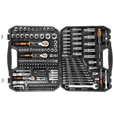 Neo Tools 10-076 - Zestaw kluczy nasadowych CRV 1/2''.3/8''. 1/4'' - 219 elementów