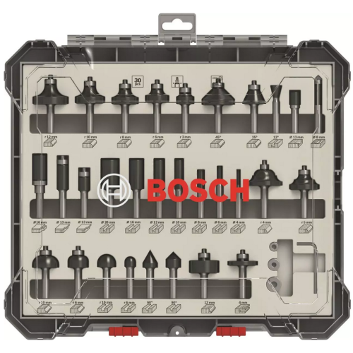 Bosch 2607017475 - Zestaw frezów z trzpieniem 8 mm - 30 elementów
