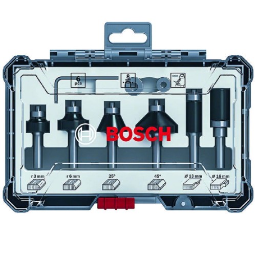 Bosch 2607017469 - Zestaw frezów do krawędzi z trzpieniem 8 mm - 6 elementów