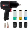 AirPress 45537 - Pneumatyczny klucz udarowy 1/2" z zestawem nasadek