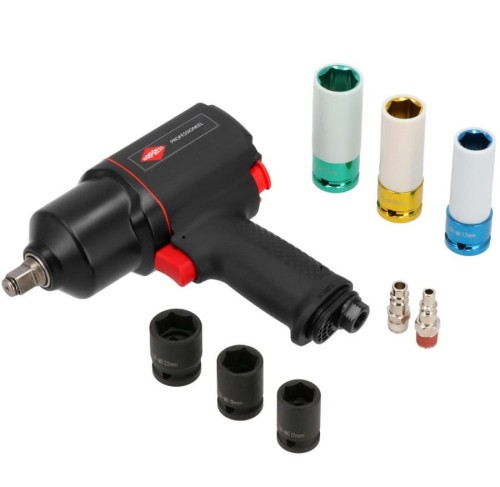 AirPress 45537 - Pneumatyczny klucz udarowy 1/2" z zestawem nasadek