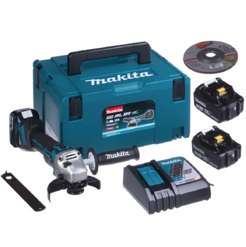 MAKITA DGA513RT3J - Akumulatorowa Szlifierka kątowa 125 MM z regulacją obrotów (3 akumulatory)