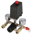 Airpress 36840-R - Reduktor ciśnienia z wyłącznikiem ciśnieniowym z 2 manometrami i 2 szybkozłączami