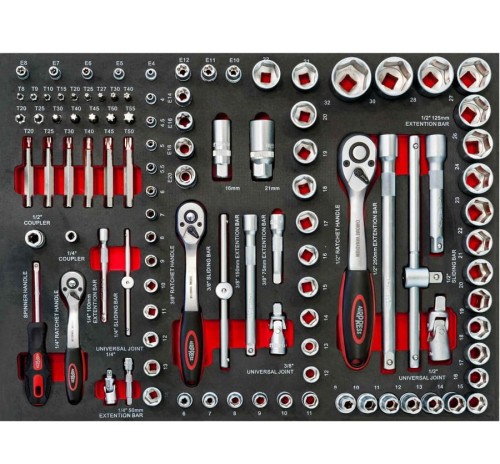 Airpress 79156 - Profesjonalny wózek narzędziowy z osprzętem - 217 elementów / 7 szuflad