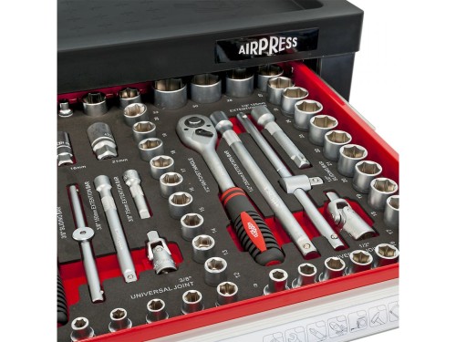 Airpress 79156 - Profesjonalny wózek narzędziowy z osprzętem - 217 elementów / 7 szuflad