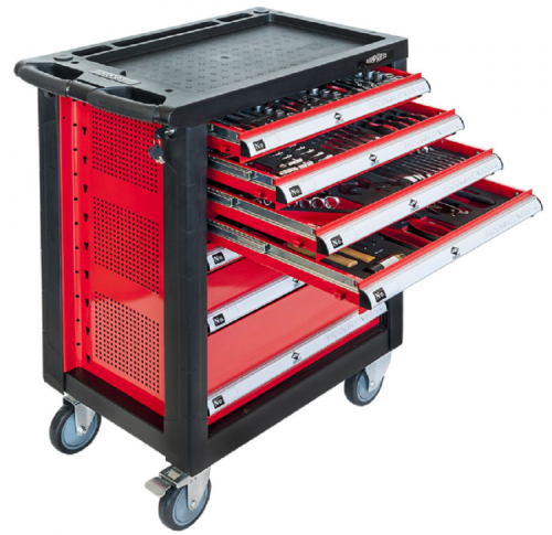Airpress 79156 - Profesjonalny wózek narzędziowy z osprzętem - 217 elementów / 7 szuflad