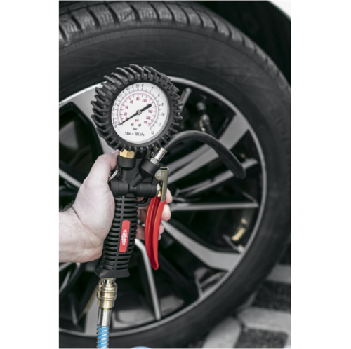 Airpress 42078 - Profesjonalny pistolet do pompowania z manometrem bocznym 12 bar