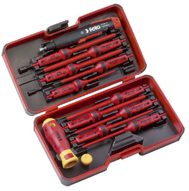 FELO FL06391316 - Kompaktowy zestaw wkrętaków elektrycznych - E-smart Box Industry - 14 elementów