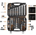 Neo Tools 10-059 - Zestaw kluczy nasadowych 1/2'' i 1/4'' - 82 elementy