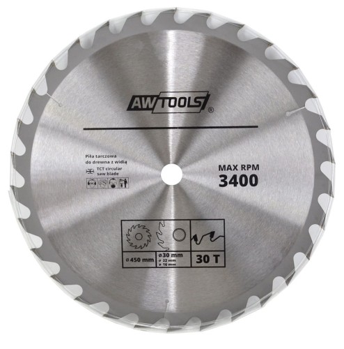 AWTOOLS AW48456 - Piła tarczowa widiowa do drewna 160x30/22/16x24z