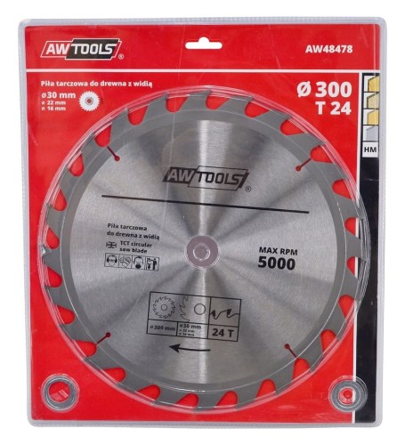 AWTOOLS AW48456 - Piła tarczowa widiowa do drewna 160x30/22/16x24z
