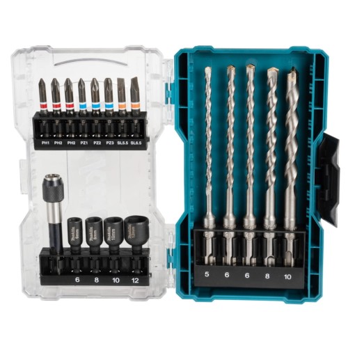 Makita E-07026 - Zestaw wierteł SDS-Plus i bitów - 18 elementów