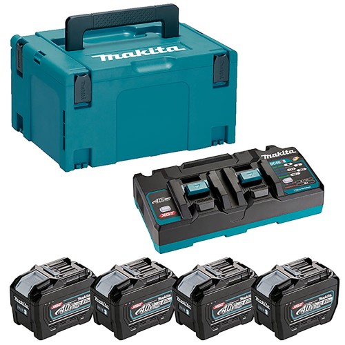 MAKITA 1910A8-3 - Zestaw zasilający 40V - 2x akumulator 8.0 Ah + szybka ładowarka dwuportowa DC40RB