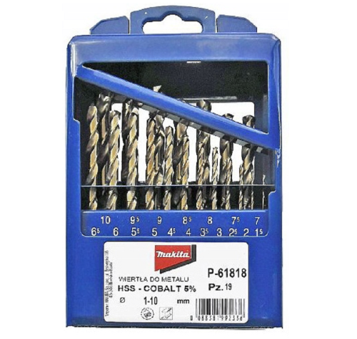 Makita P-61385 - Zestaw wierteł tytanowych do metalu 1-10 mm HSS-G - 19 szt.