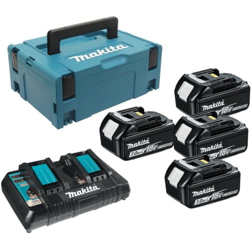 MAKITA 197970-3 - Zestaw zasilający 4x 18V 3.0 Ah + dwuportowa szybka ładowarka DC18RD