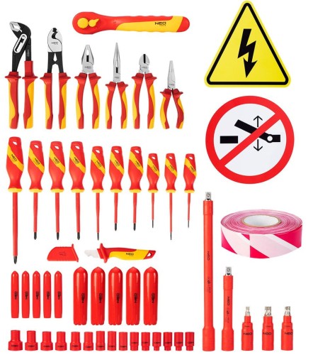 Neo Tools 01-312 - Zestaw narzędzi izolowanych do naprawy aut elektrycznych i hybrydowych - 51 szt.