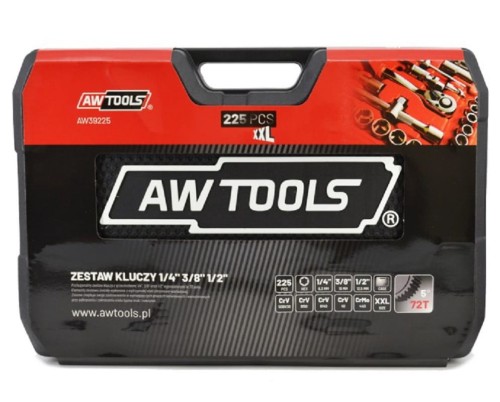 AWTOOLS AW39225BL - Zestaw kluczy z grzechotką 1/2". 3/8". 1/4" - 225 elementów