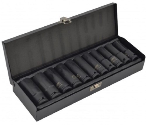 AWTOOLS AW38645BL - Zestaw długich nasadek udarowych 10-24 mm 1/2" - 11 szt