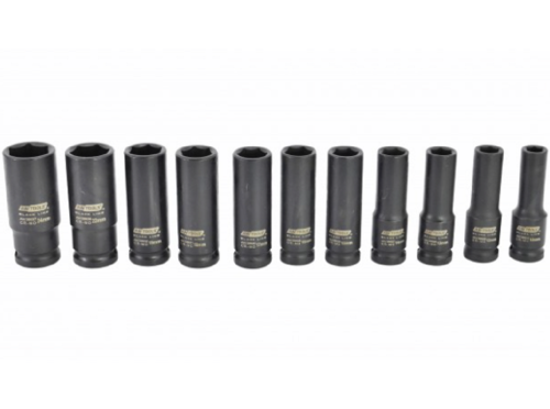 AWTOOLS AW38645BL - Zestaw długich nasadek udarowych 10-24 mm 1/2" - 11 szt