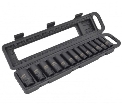 AWTOOLS AW38690BL - Zestaw długich nasadek udarowych 10-32 mm 1/2" - 13 szt