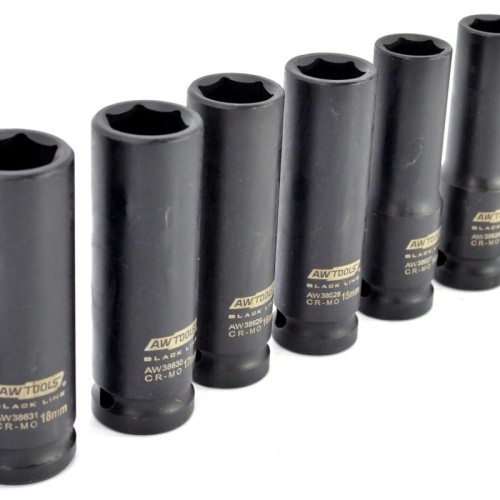 AWTOOLS AW38690BL - Zestaw długich nasadek udarowych 10-32 mm 1/2" - 13 szt