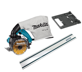MAKITA 4100KB - Przecinarka diamentowa do cięcia na sucho 125 MM + MAKITA 199141-8 - Prowadnica do pilarek tarczowych 1,5 M + adapter