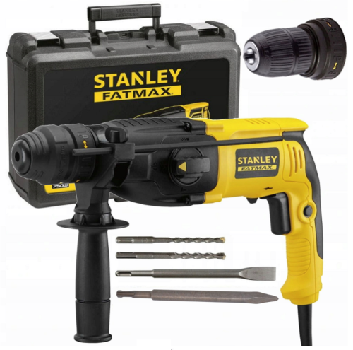 STANLEY SFMEH210K - Młotowiertarka 3-funkcyjna SDS-PLUS z dodatkową głowicą