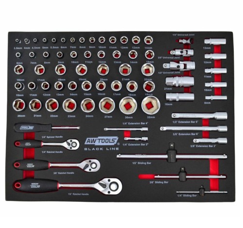 AwTools AW15100 - Szafka warsztatowa - 6 szuflad / z osprzętem - 177 elementów