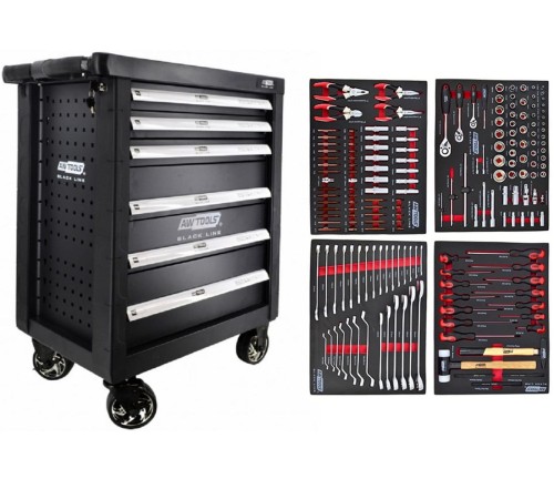 AwTools AW15100 - Szafka warsztatowa - 6 szuflad / z osprzętem - 177 elementów