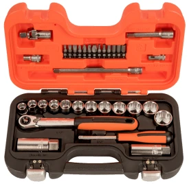 Bahco SL34 - Zestaw kluczy nasadowych 3/8" i bitów 1/4" - 34 elementy