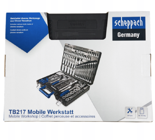 Scheppach TB217 - Zestaw kluczy w walizce - 217 elementów
