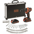 BLACK&DECKER BDCDC18BAFC - Akumulatorowa wiertarko-wkrętarka 18 V + zestaw 80 akcesoriów