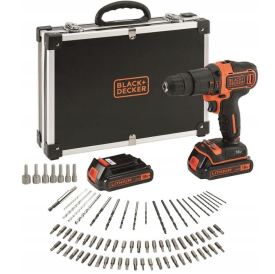 BLACK&DECKER BDCDC18BAFC - Akumulatorowa wiertarko-wkrętarka 18 V + zestaw 80 akcesoriów