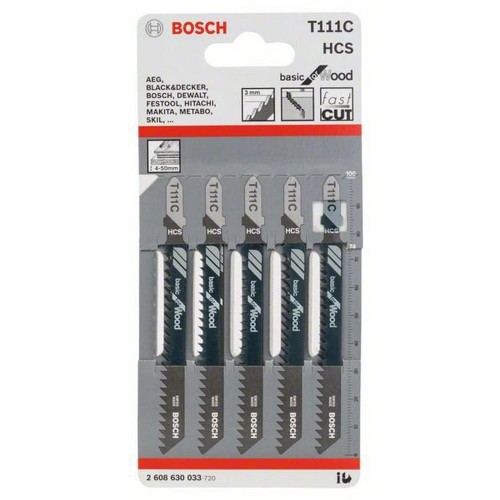 Bosch 2608630033 - Zestaw brzeszczotów do drewna T111C HCS - 5 szt