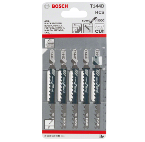 Bosch 2608630040 - Zestaw brzeszczotów do drewna T144D HCS - 5 szt
