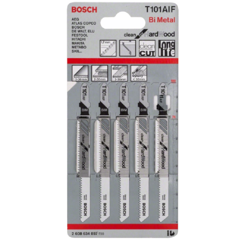 Bosch 2608634897 - Zestaw brzeszczotów do drewna T101AIF BIM - 5 szt